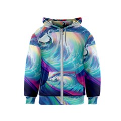 Waves Ocean Sea Tsunami Nautical Nature Water Kids  Zipper Hoodie