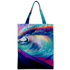 Waves Ocean Sea Tsunami Nautical Nature Water Zipper Classic Tote Bag