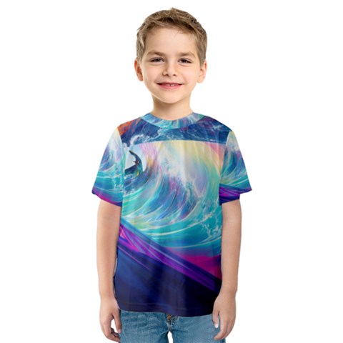 Waves Ocean Sea Tsunami Nautical Nature Water Kids  Sport Mesh Tee by Jancukart