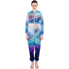 Waves Ocean Sea Tsunami Nautical Nature Water Hooded Jumpsuit (ladies)