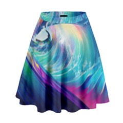 Waves Ocean Sea Tsunami Nautical Nature Water High Waist Skirt by Jancukart