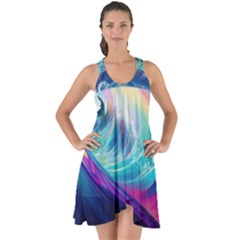 Waves Ocean Sea Tsunami Nautical Nature Water Show Some Back Chiffon Dress