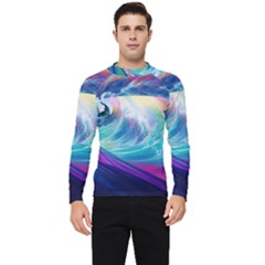 Waves Ocean Sea Tsunami Nautical Nature Water Men s Long Sleeve Rash Guard by Jancukart