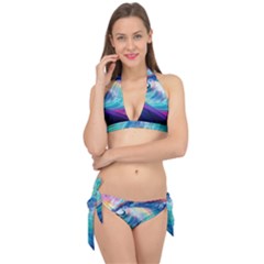 Waves Ocean Sea Tsunami Nautical Nature Water Tie It Up Bikini Set by Jancukart