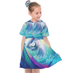 Waves Ocean Sea Tsunami Nautical Nature Water Kids  Sailor Dress