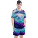 Waves Ocean Sea Tsunami Nautical Nature Water Men s Mesh Tee and Shorts Set View1