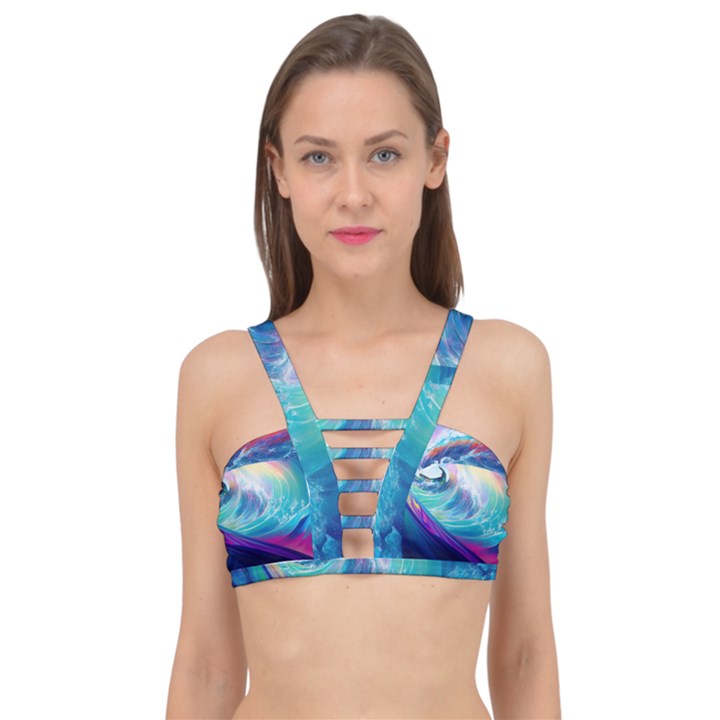 Waves Ocean Sea Tsunami Nautical Nature Water Cage Up Bikini Top