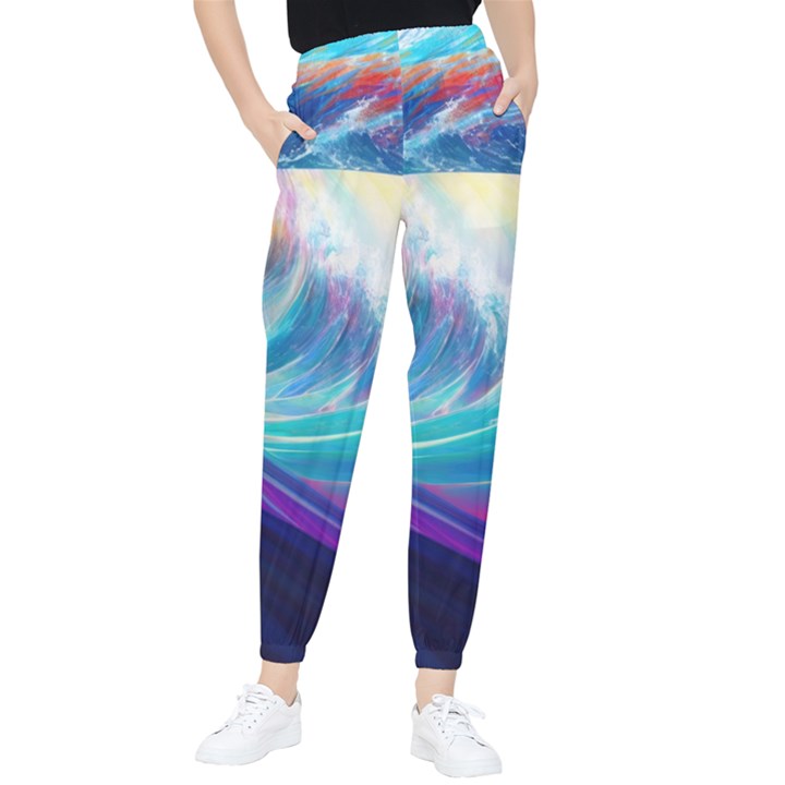 Waves Ocean Sea Tsunami Nautical Nature Water Women s Tapered Pants