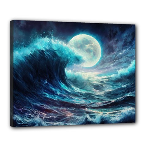 Tsunami Waves Ocean Sea Nautical Nature Water 4 Canvas 20  X 16  (stretched) by Jancukart