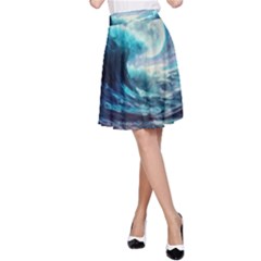 Tsunami Waves Ocean Sea Nautical Nature Water 4 A-line Skirt by Jancukart