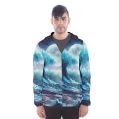 Tsunami Waves Ocean Sea Nautical Nature Water 4 Men s Hooded Windbreaker