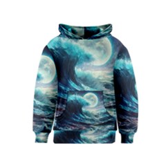 Tsunami Waves Ocean Sea Nautical Nature Water 4 Kids  Pullover Hoodie