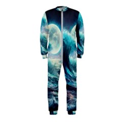 Tsunami Waves Ocean Sea Nautical Nature Water 4 Onepiece Jumpsuit (kids) by Jancukart