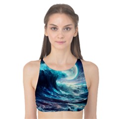 Tsunami Waves Ocean Sea Nautical Nature Water 4 Tank Bikini Top by Jancukart