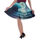 Tsunami Waves Ocean Sea Nautical Nature Water 4 A-line Skater Skirt View2