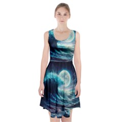 Tsunami Waves Ocean Sea Nautical Nature Water 4 Racerback Midi Dress