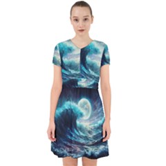 Tsunami Waves Ocean Sea Nautical Nature Water 4 Adorable In Chiffon Dress by Jancukart