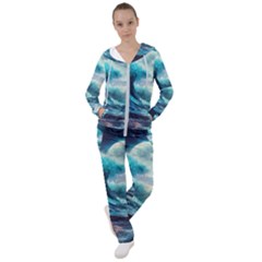 Tsunami Waves Ocean Sea Nautical Nature Water 4 Women s Tracksuit by Jancukart