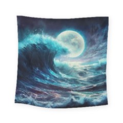 Tsunami Waves Ocean Sea Nautical Nature Water 4 Square Tapestry (small)