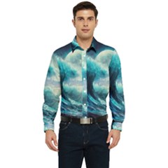 Tsunami Waves Ocean Sea Nautical Nature Water 4 Men s Long Sleeve  Shirt by Jancukart