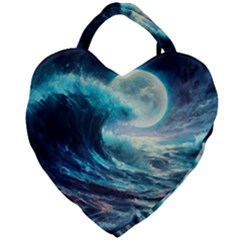 Tsunami Waves Ocean Sea Nautical Nature Water 4 Giant Heart Shaped Tote by Jancukart