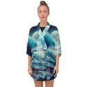 Tsunami Waves Ocean Sea Nautical Nature Water 4 Half Sleeve Chiffon Kimono View1