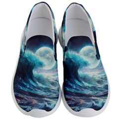 Tsunami Waves Ocean Sea Nautical Nature Water 4 Men s Lightweight Slip Ons