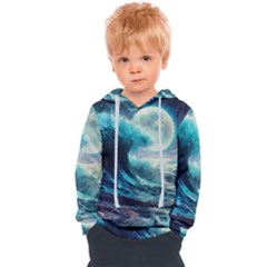 Tsunami Waves Ocean Sea Nautical Nature Water 4 Kids  Overhead Hoodie by Jancukart