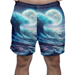 Tsunami Waves Ocean Sea Nautical Nature Water 4 Men s Shorts by Jancukart