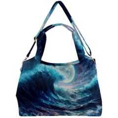 Tsunami Waves Ocean Sea Nautical Nature Water 4 Double Compartment Shoulder Bag by Jancukart