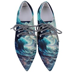 Tsunami Waves Ocean Sea Nautical Nature Water 4 Pointed Oxford Shoes by Jancukart