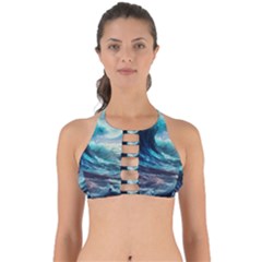 Tsunami Waves Ocean Sea Nautical Nature Water 4 Perfectly Cut Out Bikini Top