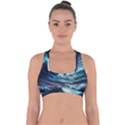 Tsunami Waves Ocean Sea Nautical Nature Water 4 Cross Back Hipster Bikini Top  View1