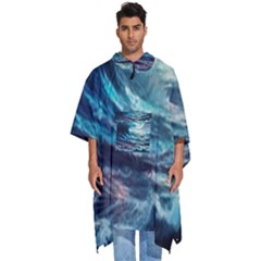 Tsunami Waves Ocean Sea Nautical Nature Water 4 Men s Hooded Rain Ponchos