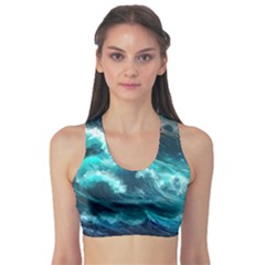 Thunderstorm Tsunami Tidal Wave Ocean Waves Sea Sports Bra by Jancukart