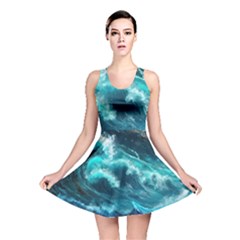 Thunderstorm Tsunami Tidal Wave Ocean Waves Sea Reversible Skater Dress by Jancukart