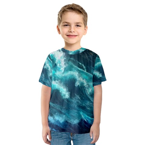 Thunderstorm Tsunami Tidal Wave Ocean Waves Sea Kids  Sport Mesh Tee by Jancukart