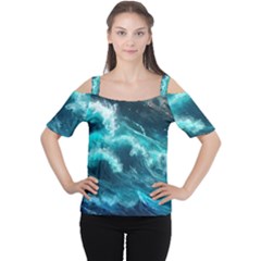 Thunderstorm Tsunami Tidal Wave Ocean Waves Sea Cutout Shoulder Tee