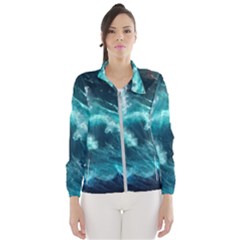 Thunderstorm Tsunami Tidal Wave Ocean Waves Sea Women s Windbreaker by Jancukart