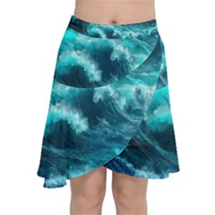 Thunderstorm Tsunami Tidal Wave Ocean Waves Sea Chiffon Wrap Front Skirt by Jancukart