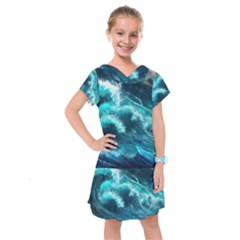 Thunderstorm Tsunami Tidal Wave Ocean Waves Sea Kids  Drop Waist Dress