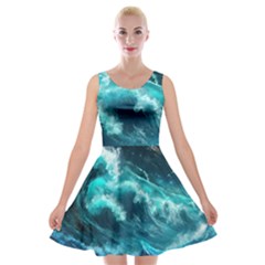 Thunderstorm Tsunami Tidal Wave Ocean Waves Sea Velvet Skater Dress