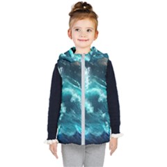 Thunderstorm Tsunami Tidal Wave Ocean Waves Sea Kids  Hooded Puffer Vest