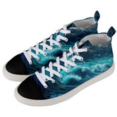 Thunderstorm Tsunami Tidal Wave Ocean Waves Sea Men s Mid-top Canvas Sneakers by Jancukart