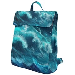 Thunderstorm Tsunami Tidal Wave Ocean Waves Sea Flap Top Backpack by Jancukart