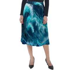 Thunderstorm Tsunami Tidal Wave Ocean Waves Sea Classic Velour Midi Skirt 