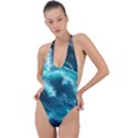 Thunderstorm Tsunami Tidal Wave Ocean Waves Sea Backless Halter One Piece Swimsuit View1