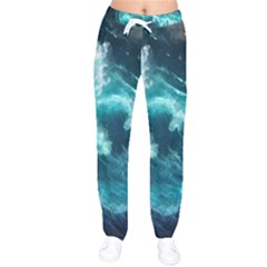 Thunderstorm Tsunami Tidal Wave Ocean Waves Sea Women Velvet Drawstring Pants