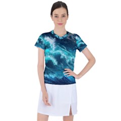 Thunderstorm Tsunami Tidal Wave Ocean Waves Sea Women s Sports Top