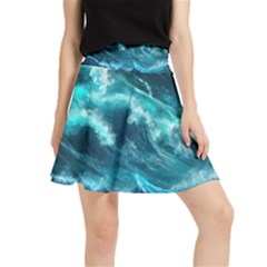 Thunderstorm Tsunami Tidal Wave Ocean Waves Sea Waistband Skirt by Jancukart